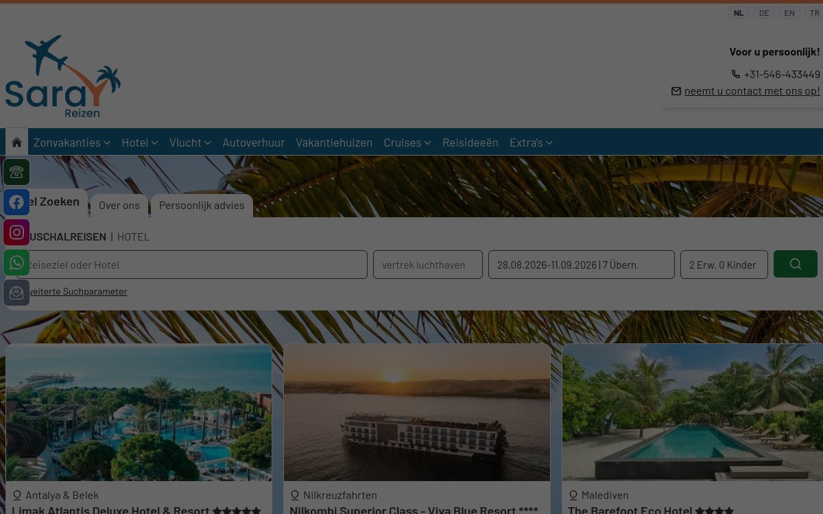 Saray Reizen website screenshot